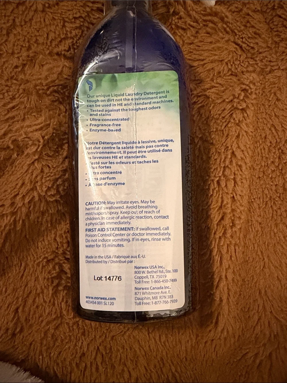 Norwex Blue Liquid Laundry Detergent sealed enzyme powered 215 loads 17 oz